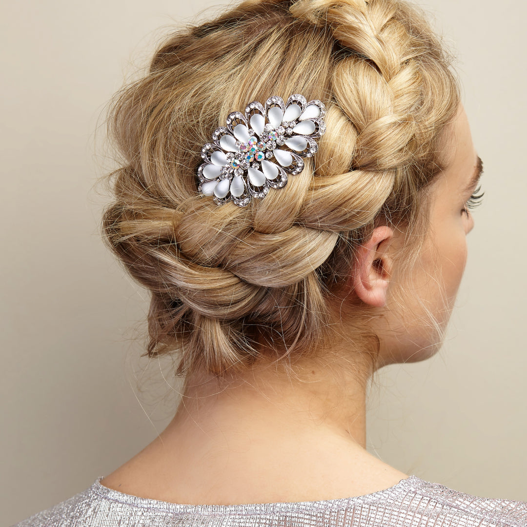 silver hair clip wedding hair