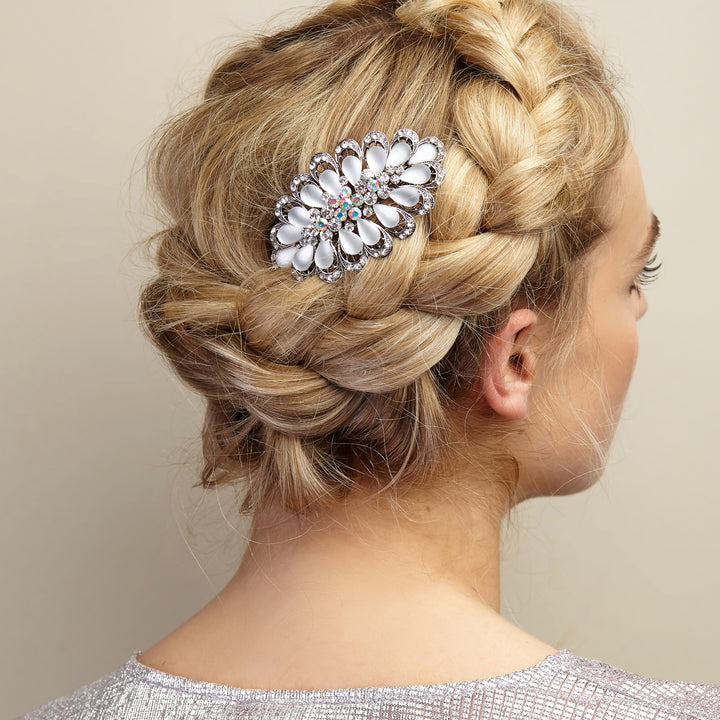 silver hair clip wedding hair