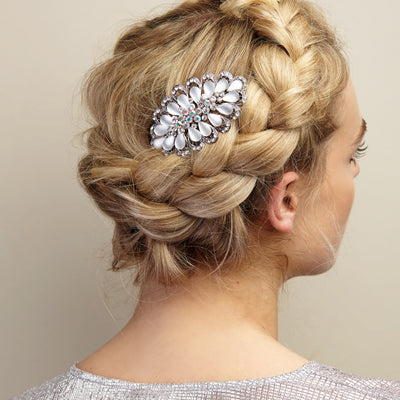 silver hair clip wedding hair