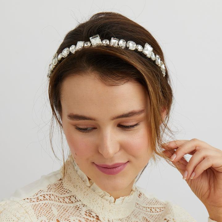 silver headband with crystal hair up