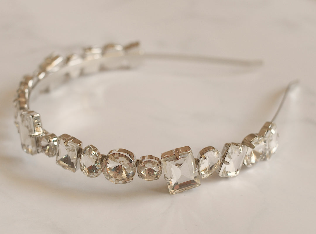 silver headband with crystal side 