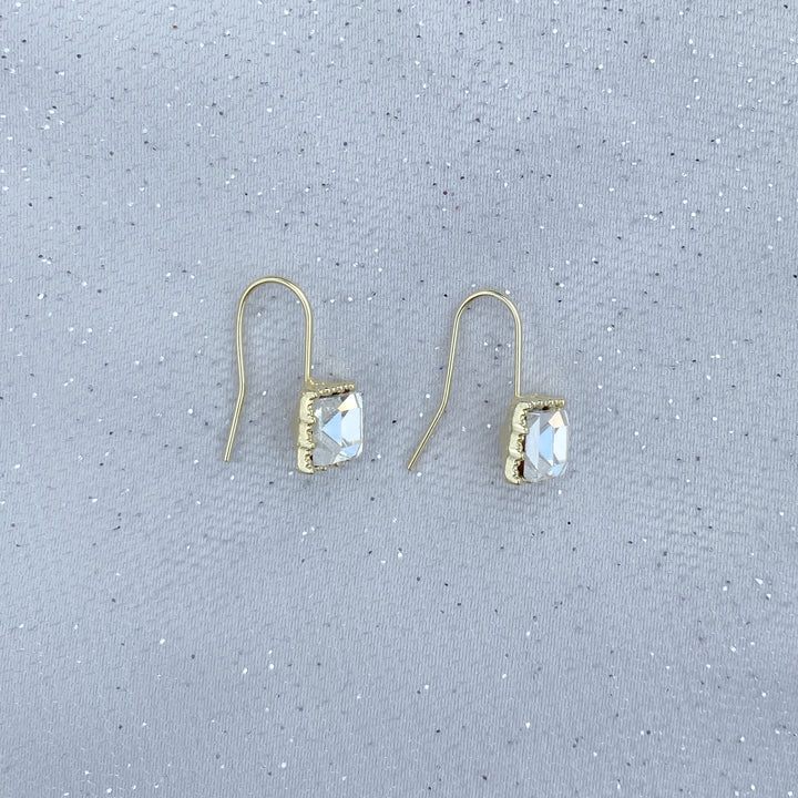 small drop earrings crystal gold square