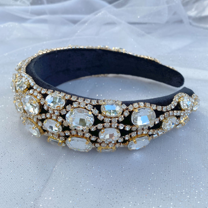 sparkly headband black crystal gold