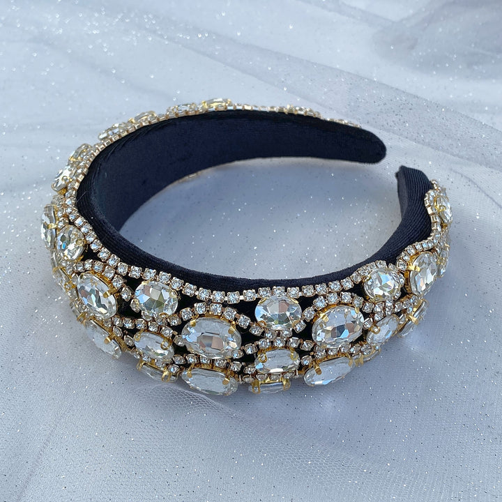 sparkly headband black velvet headpiece