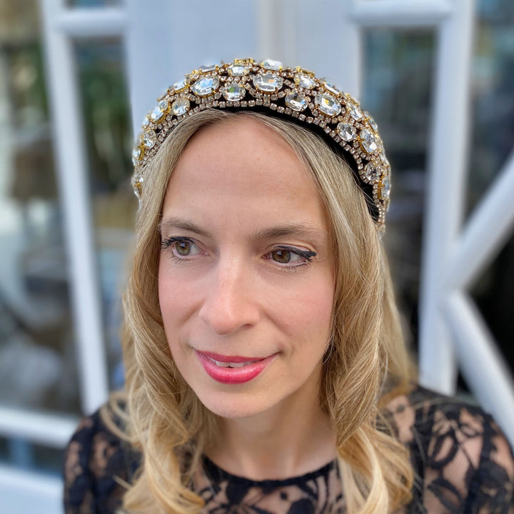 sparkly headband black wedding guest hair down