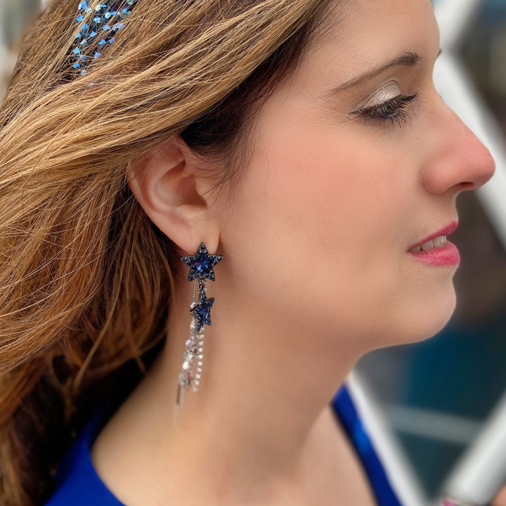 star earrings navy blue earrings prom earrings
