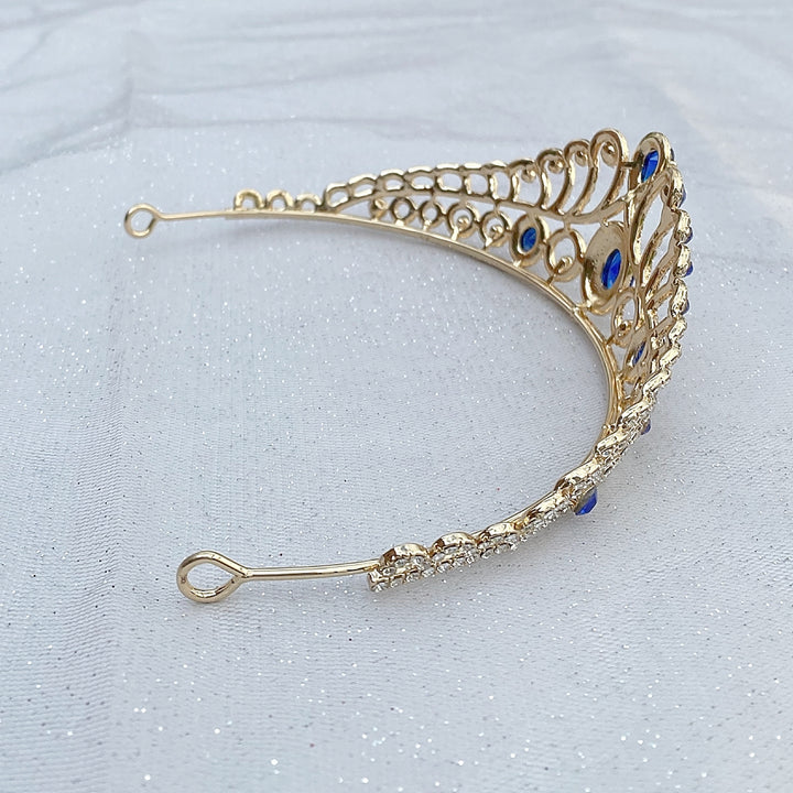 tiara with blue in gold art deco wedding