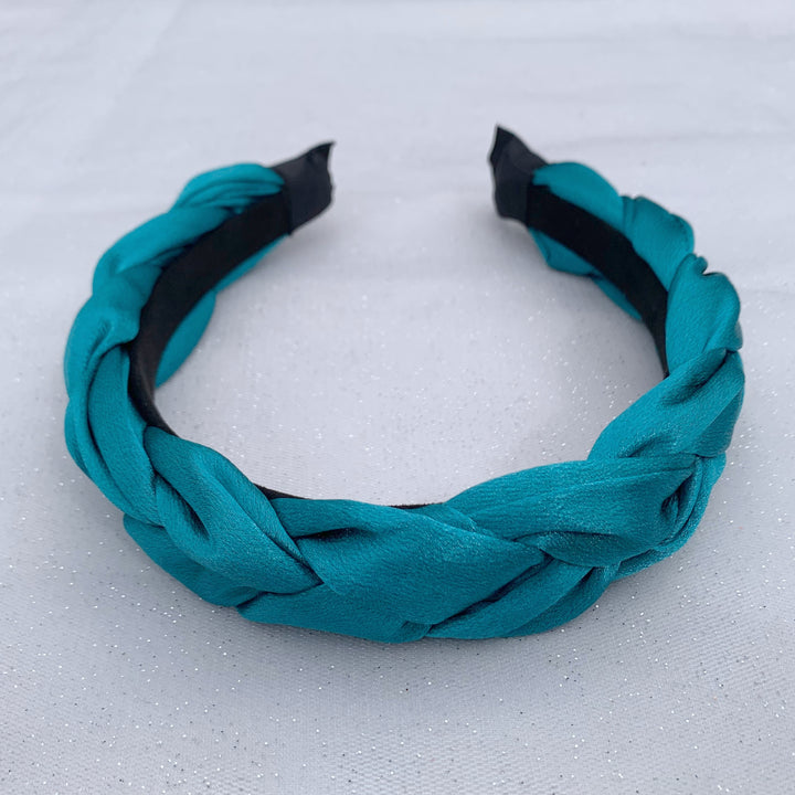 turquoise headband braided hair band in satin