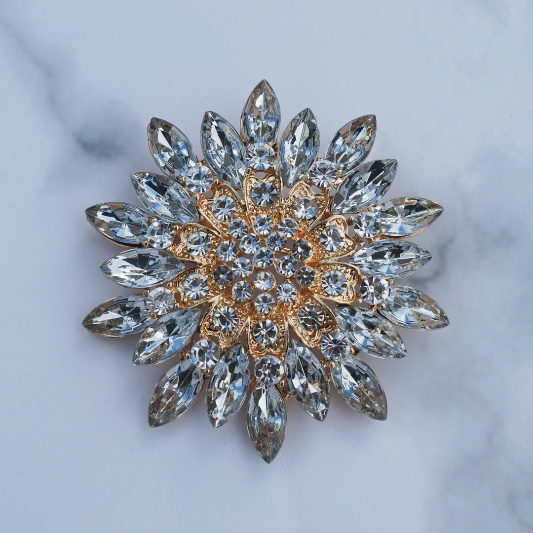 KAMRESH 4-Piece Vintage Women's Brooch Set - Crystal & Rhinestone Mask Design Pins