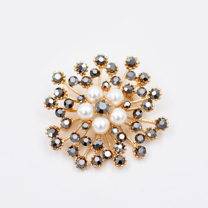 vintage brooch in pearl hematite and gold