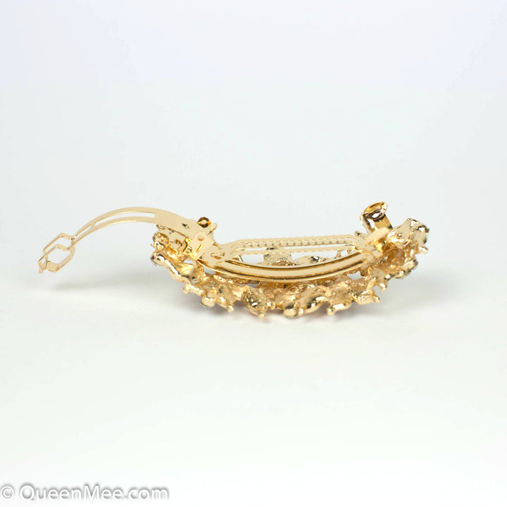 vintage hair accessory gold clasp open