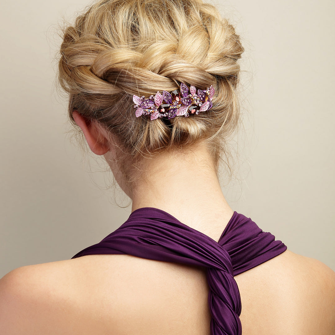 vintage hair clip leaf in purple for bridesmaid hair