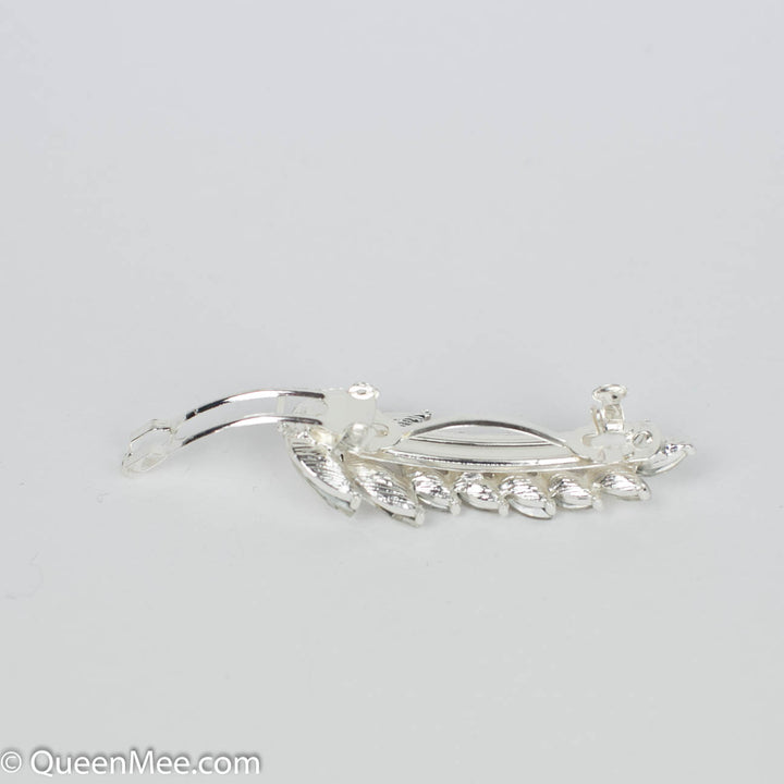 vintage hair clip small leaf silver clasp open