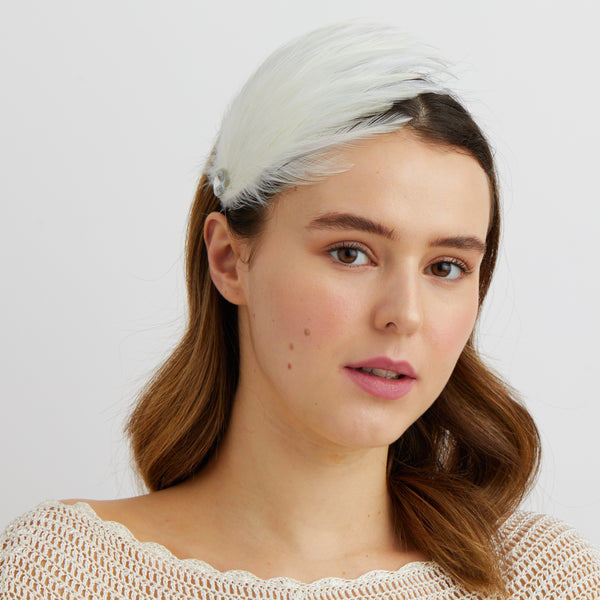 Elegant White Fascinator Headband White Straw Bridal Headband - White Fascinator - White Halo  main image 3
