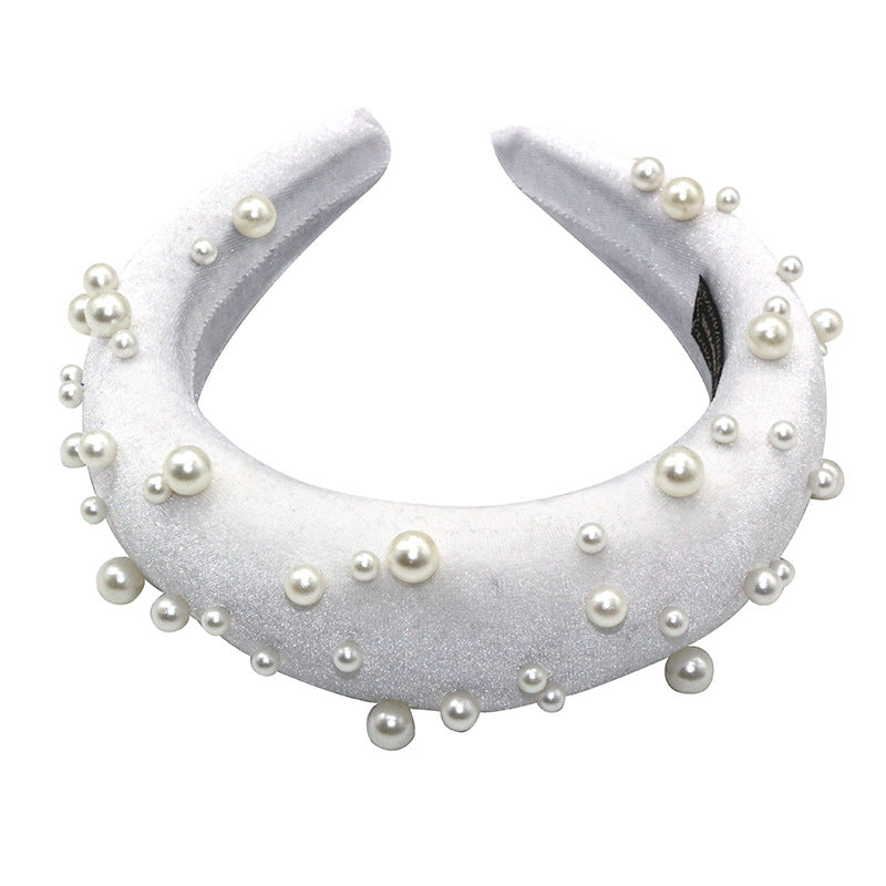 white pearl headband padded