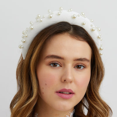 white pearl headband for wedding