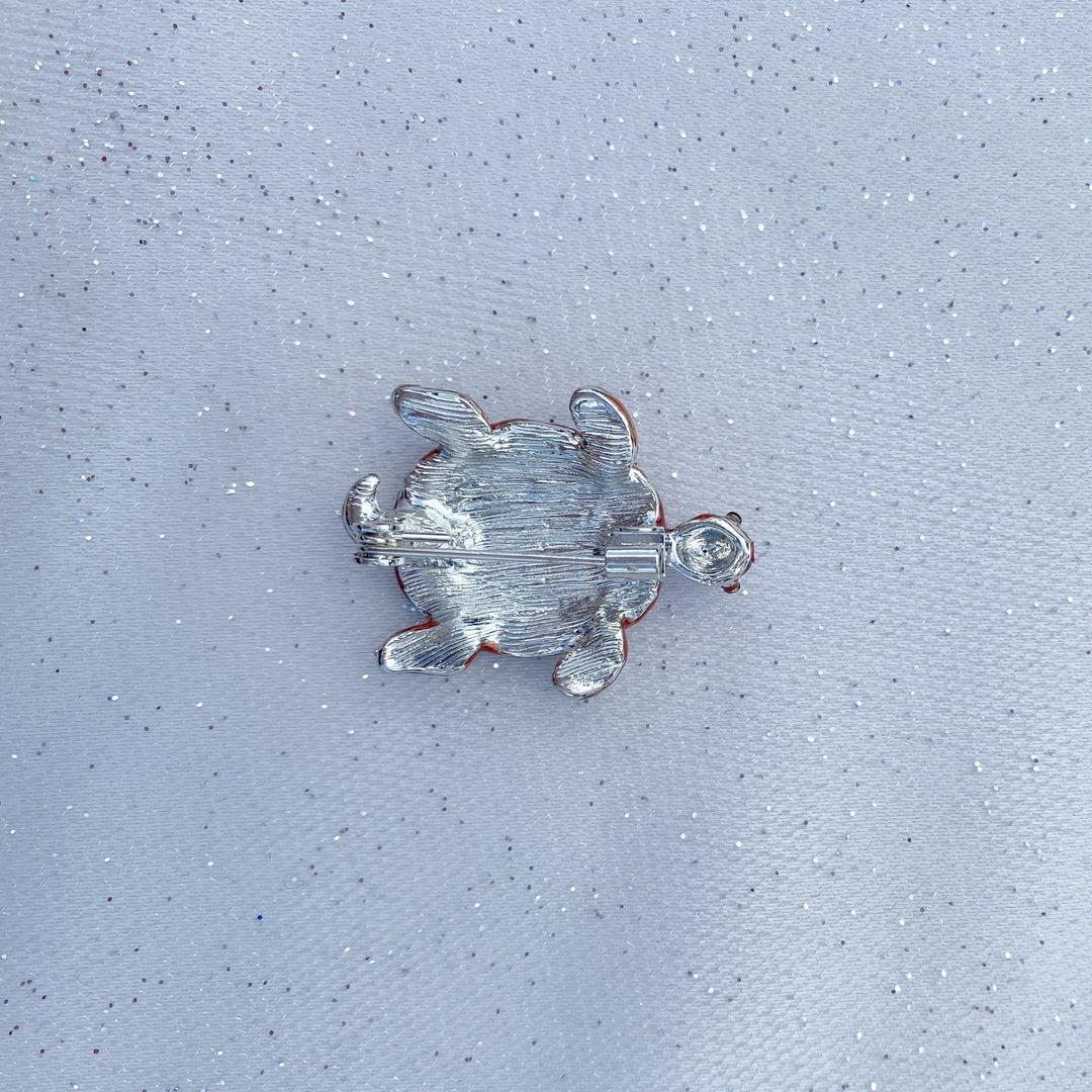 winter headband turtle brooch blue silver
