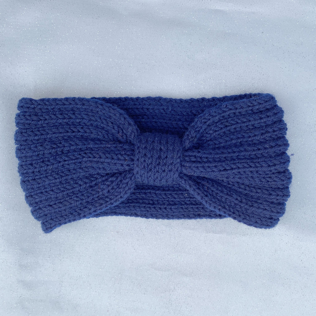 Winter headband, navy ski headband, warm knitted hair accessory
