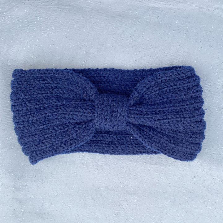 Winter headband, navy ski headband, warm knitted hair accessory
