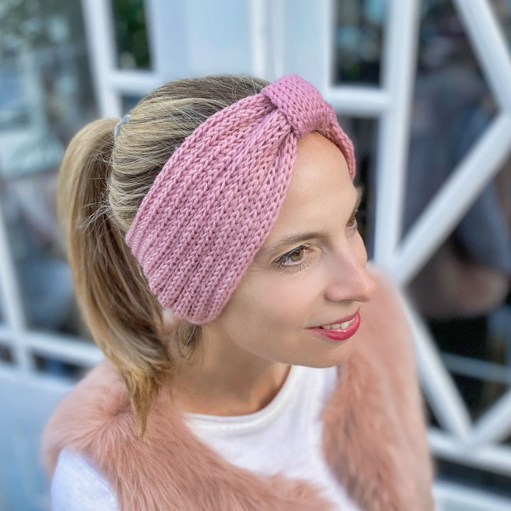 winter headband pink ski headband knot